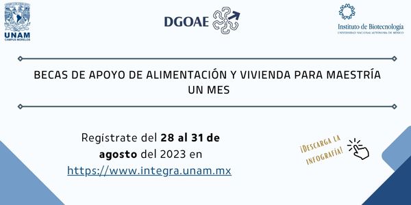 CONVOCATORIA BECAS DE APOYO DE ALIMENTACIÓN Y VIVIENDA PARA MAESTRÍA UN MES